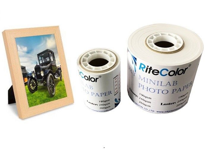 Mürekkep Püskürtmeli 190gsm RC Kuru Minilab Fotoğraf Kağıdı Parlaklık Su Geçirmez Anında Kuru Rulo